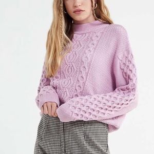 Urban Outfitters Cable Knit Sweater Light Pink XS